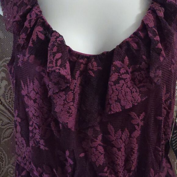 New BeBop Purple Lace Pullover Junior‎ Size M Elastic Waist Lined Dress - Picture 2 of 10